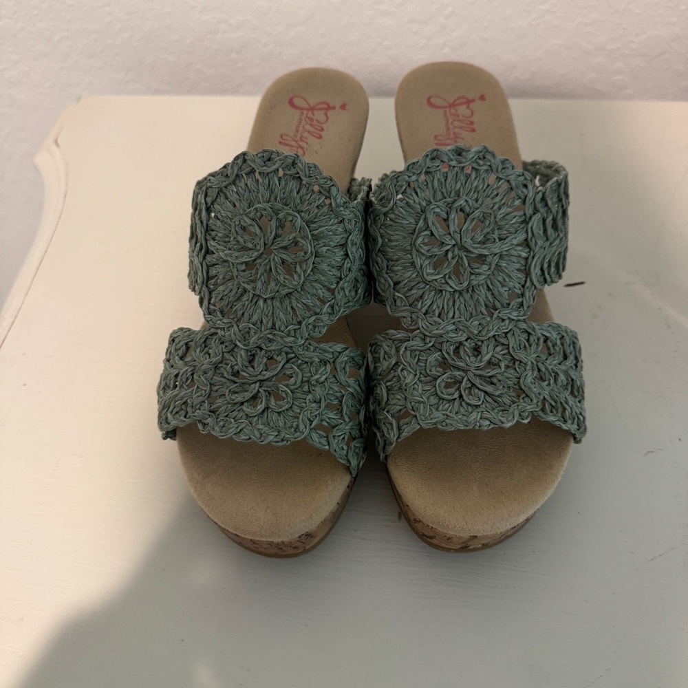 Green Crochet Women's Sandals